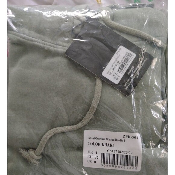 Pretty Little Thing Khaki Oversized Washed Hoodie & Sweat Pants - Picture 3 of 8